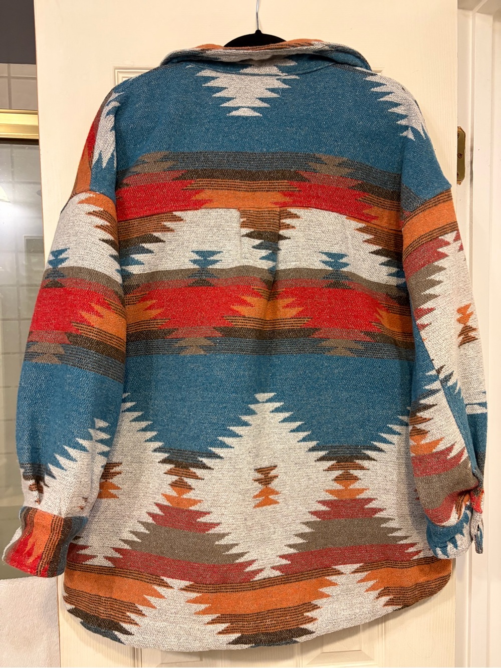 Nervi Azteca Patterned Shacket in Teal & Rust - Picture 3 of 3